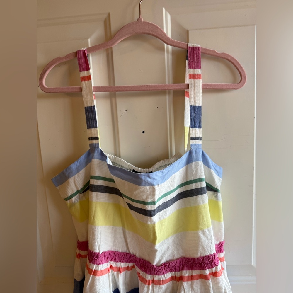 New GAP Multi Striped Sun Dress XL 100% Cotton pockets sleeveless smocked - Picture 2 of 12